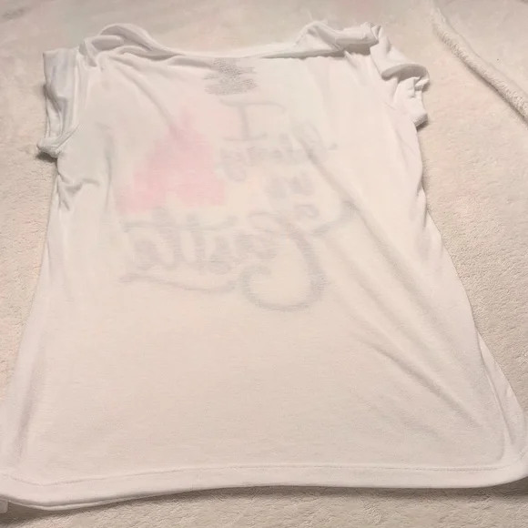 Disney women's tee "I belong in a Castle" Princess Fitted graphic Tee XL 14/16 - Picture 8 of 10